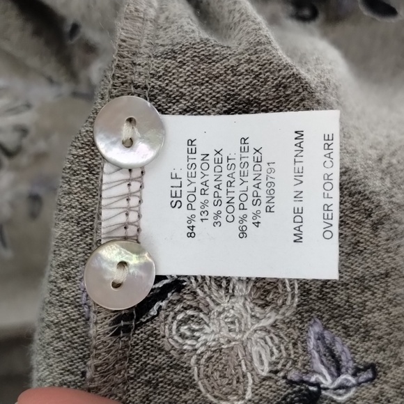 Fig And Flower Floral Embroidered Boho Long Sleeve Duster Button Cardigan M - Picture 5 of 8